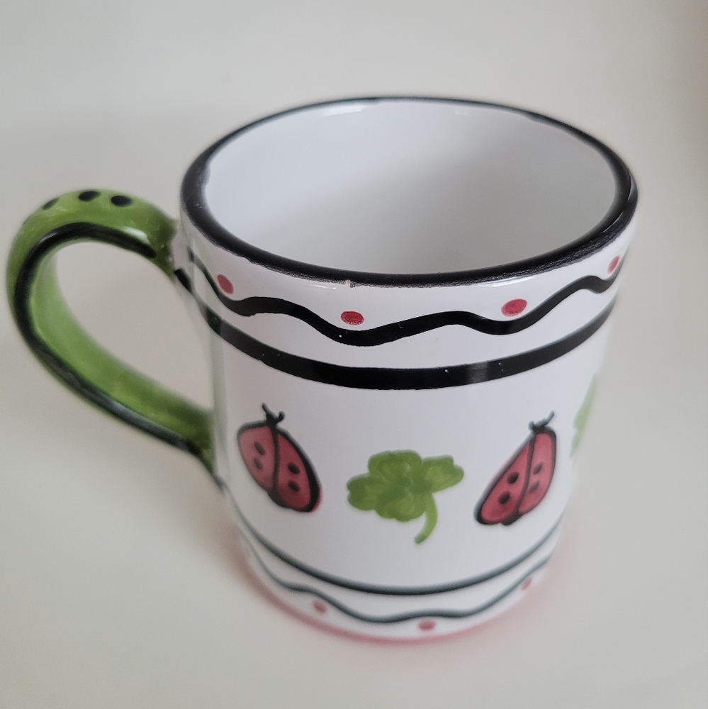 Deruta HOLMQUIST BUONA FORTUNA MUG (LIGHT GREEN)-Lady BugLucky Clover